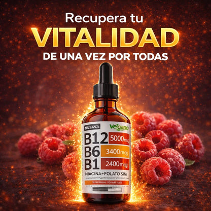 ⚡🧠 Vitaminas B12 + B6 + B1 Líquidas | Más Energía, Enfoque y Bienestar Diario 🍃💪 - 2x1 HOY 🔥
